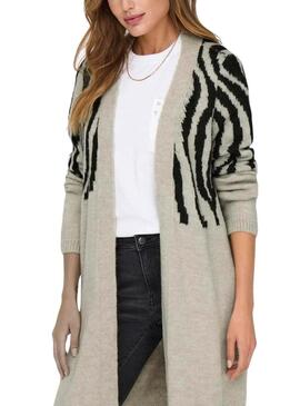 Cardigan Only Jade Zebra Beige per donna