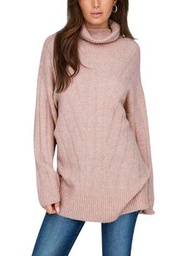 Maglia Only Jeanett Collo alto Rosa per donna