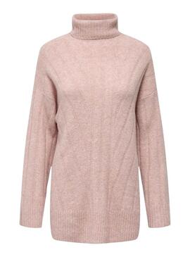 Maglia Only Jeanett Collo alto Rosa per donna