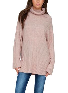 Maglia Only Jeanett Collo alto Rosa per donna