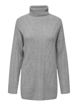 Maglia Only Jeanett Collo alto Grigio per donna