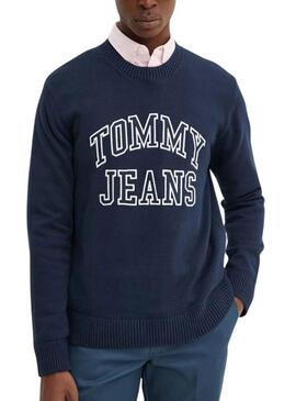 Maglia Tommy Jeans Logo Retro navy per uomo