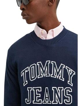 Maglia Tommy Jeans Logo Retro navy per uomo