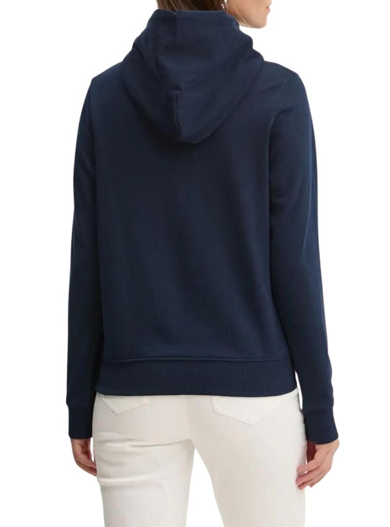 Felpa Tommy Jeans Essential logo con cappuccio blu navy per donna