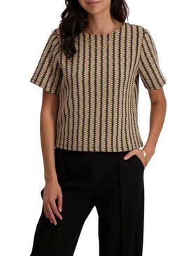 Top Vila Vihella jacquard beige per donna