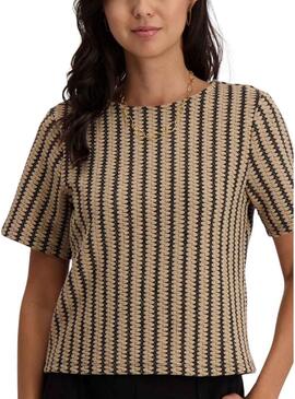 Top Vila Vihella jacquard beige per donna