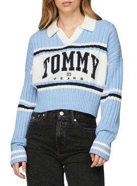 Maglia Tommy Jeans Rugby blu per donna