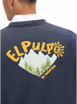 Sweatshirt El Pulpo Stampa Natura Blu Marino per Uomo