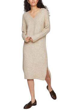 Abito Vila Vima Punto Beige per Donna