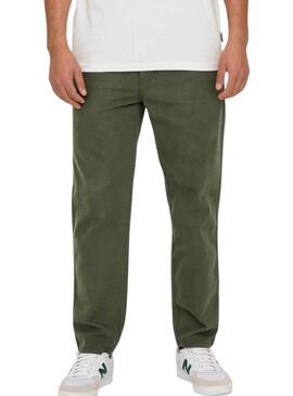 Pantalone Chino Only and Sons Verde per Uomo