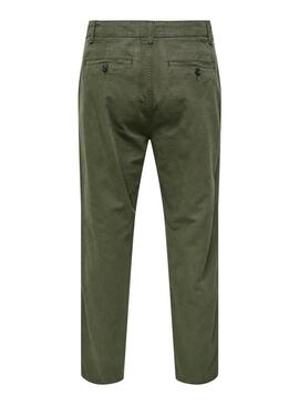 Pantalone Chino Only and Sons Verde per Uomo