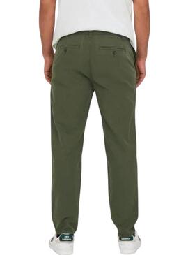 Pantalone Chino Only and Sons Verde per Uomo