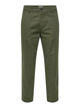 Pantalone Chino Only and Sons Verde per Uomo