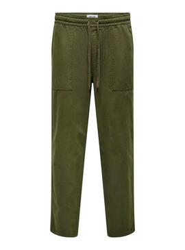 Pantaloni Only and Sons Sinus Loose Verde per Uomo