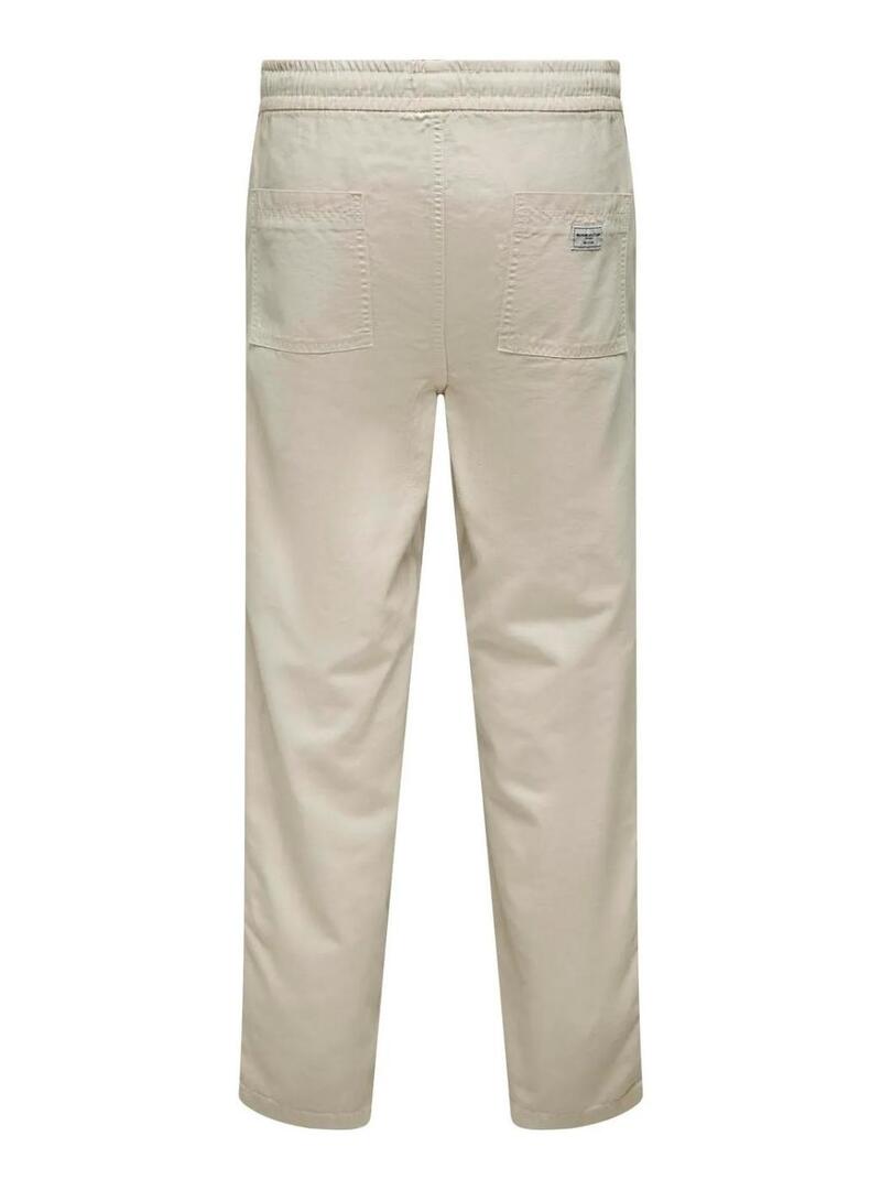 Pantaloni Only and Sons Sinus Loose Beige per Uomo