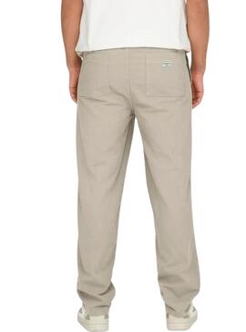 Pantaloni Only and Sons Sinus Loose Beige per Uomo