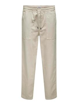 Pantaloni Only and Sons Sinus Loose Beige per Uomo