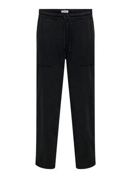 Pantaloni Only and Sons Sinus Loose Nero per Uomo