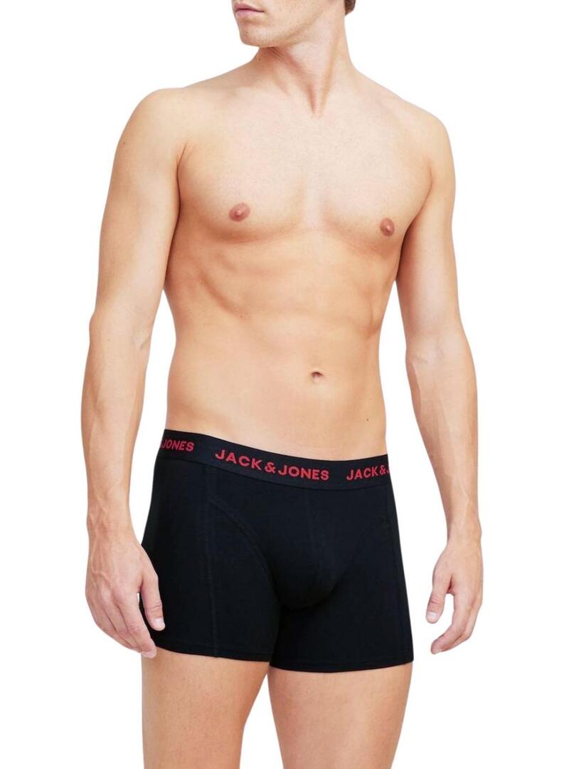 Pacco da 3 Boxer Jack and Jones Nero Logo per Uomo