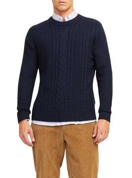 Maglia Jack and Jones Craig Treccia Blu Marino per Uomo