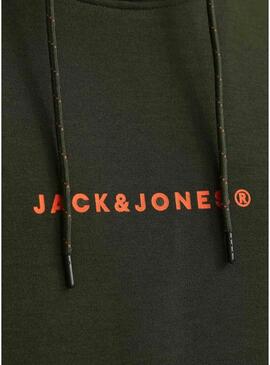 Felpa Jack and Jones Tree con Cappuccio Verde per Uomo