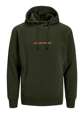 Felpa Jack and Jones Tree con Cappuccio Verde per Uomo