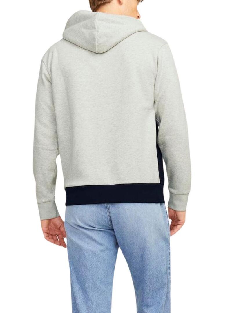 Felpa Jack and Jones Blocked Beige e Blu Marino per Uomo