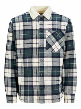 Camicia Oversize Jack and Jones Zac Teddy a Quadri Verde per Uomo