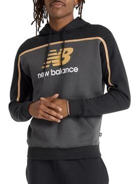 Felpa New Balance Fleece Hoodie Grigia per Uomo