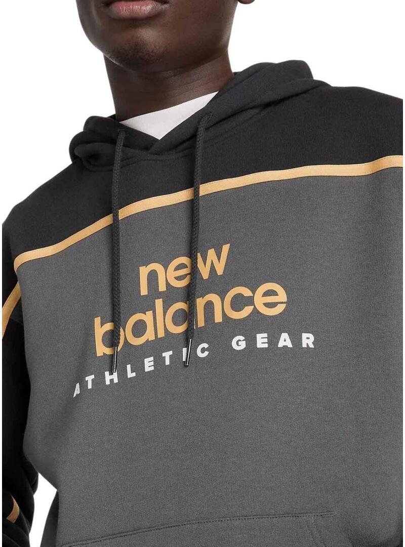 Felpa New Balance Fleece Hoodie Grigia per Uomo