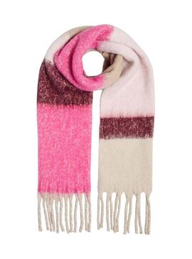 Sciarpa Pieces Bea Lunga Stampata Rosa per Donna