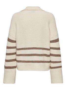 Maglia Only Monna A Strisce Beige per donna