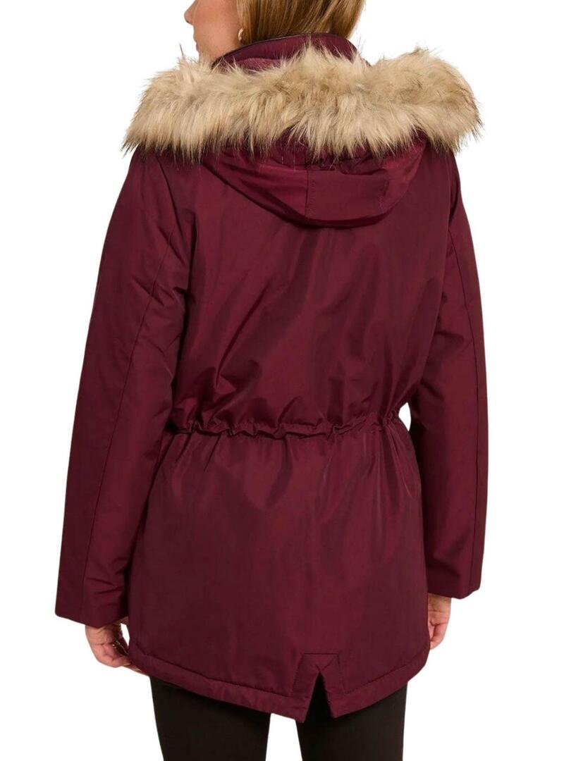 Parka Naf Naf Bupark Borgogna per donna