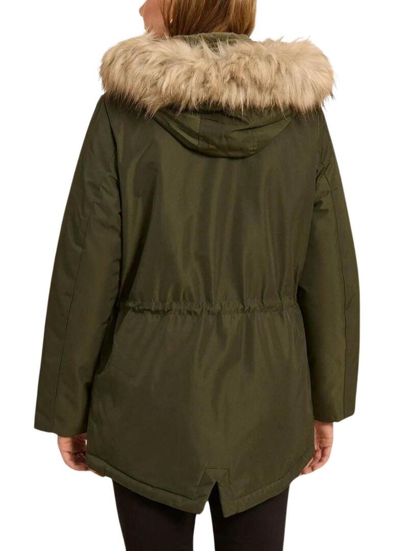 Parka Naf Naf Bupark Verde per donna