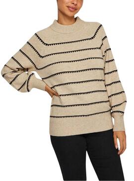 Maglia Vila Viril Stampa Strisce Beige per donna