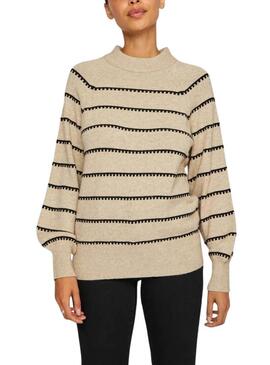 Maglia Vila Viril Stampa Strisce Beige per donna