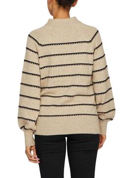 Maglia Vila Viril Stampa Strisce Beige per donna