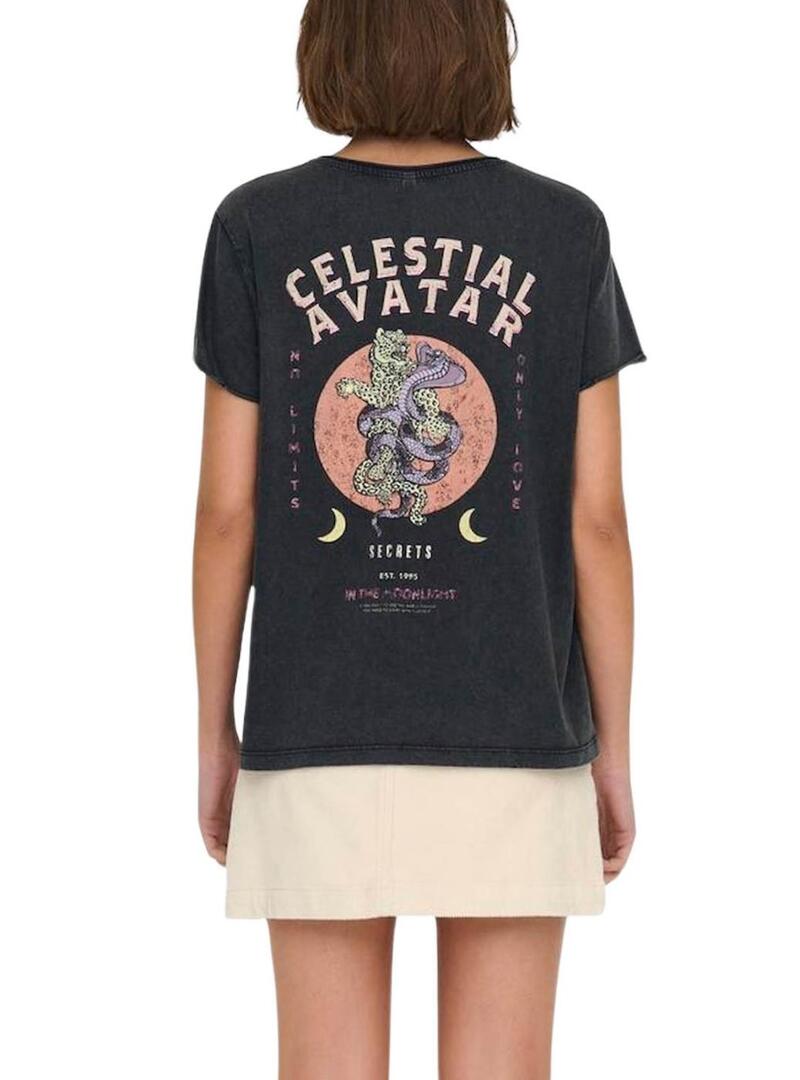 T-shirt Only Lucy Celestial Grigia per donna