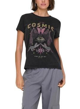 T-shirt Only Lucy Cosmic Nera per donna