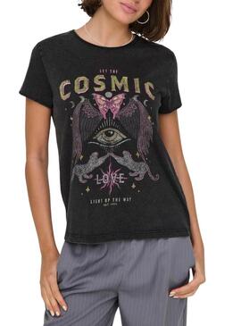 T-shirt Only Lucy Cosmic Nera per donna