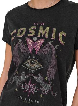 T-shirt Only Lucy Cosmic Nera per donna