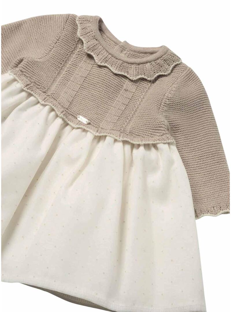 Abito Combinato Mayoral Colletto Ondulato Beige Bambino