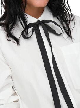 Camicia Only Moco Bianca Fiocco Nero per donna