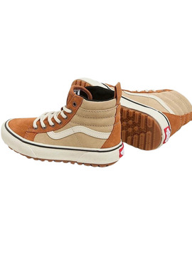 Scarpe Vans MTE SK8-Hi in pelle color cammello per bambini