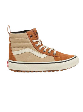 Scarpe Vans MTE SK8-Hi in pelle color cammello per bambini