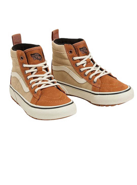 Scarpe Vans MTE SK8-Hi in pelle color cammello per bambini