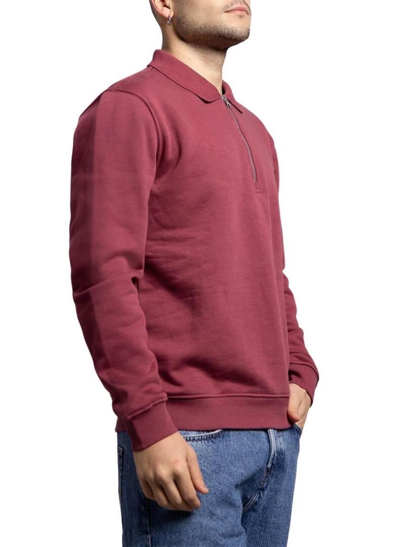 Sweatshirt Klout Mid Zip bordeaux per uomo