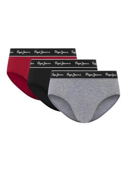 Pacco di 3 boxer Pepe Jeans Solid grigi, neri e rossi per uomo