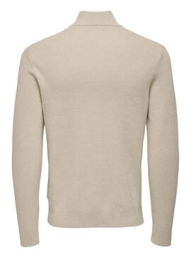 Maglione Only and Sons Phil con zip beige per uomo