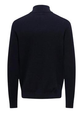 Maglia Only and Sons Phil con zip in blu navy per uomo